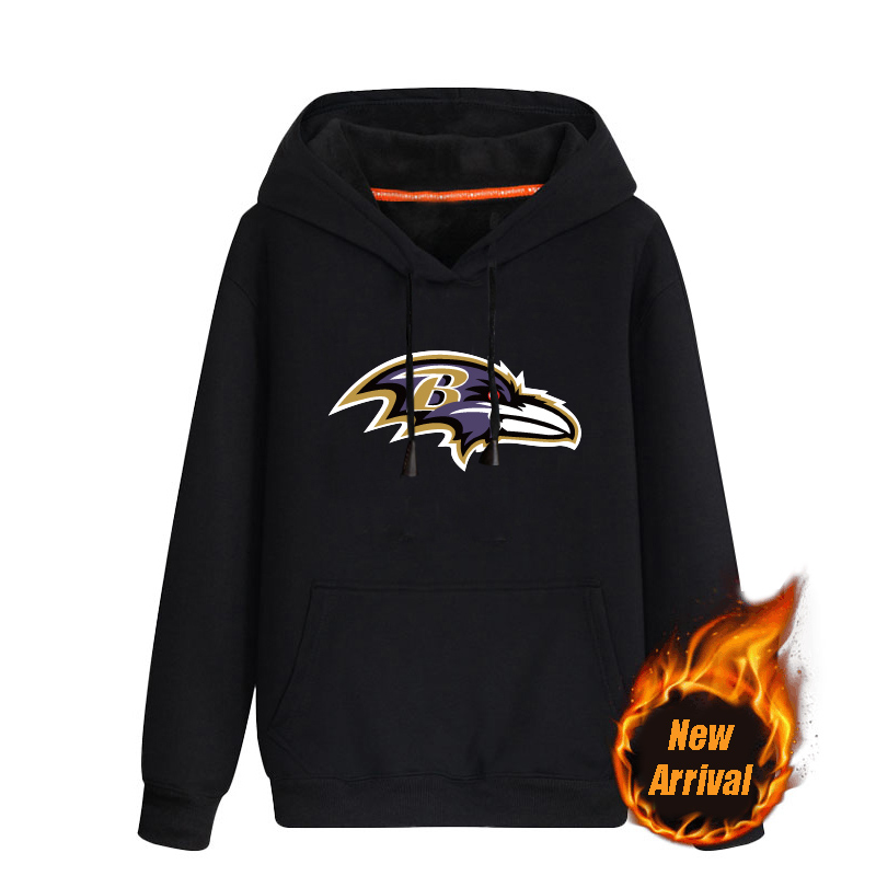 Men's Baltimore Ravens Black 70％cotton 30％polyester Cashmere Thickening version NFL Hoodie